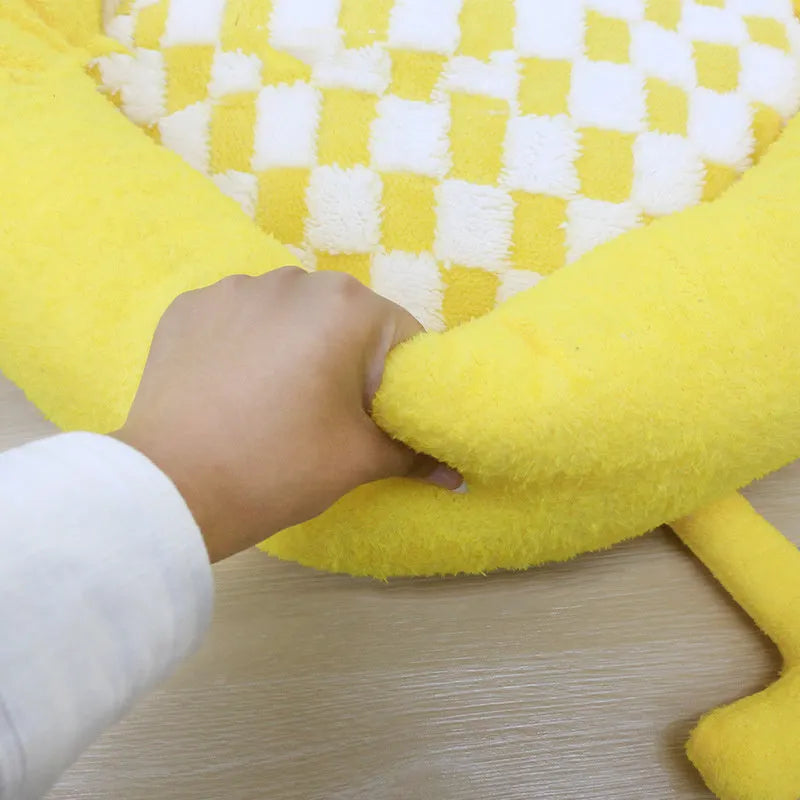 Plush pet nest bed for small medium dogs in black, pink, or yellow colour options