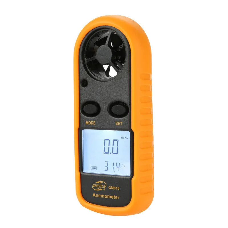 Orange digital portable wind speed measuring instrument handheld anemometer