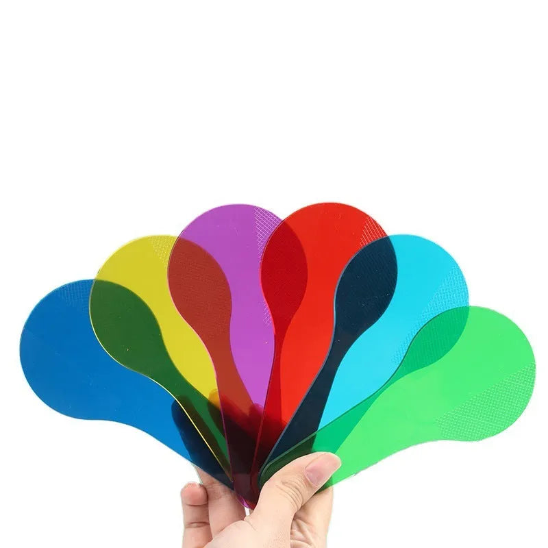 Six PVC colouring learning boards for children in red, yellow, blue, green, orange, and purple colours