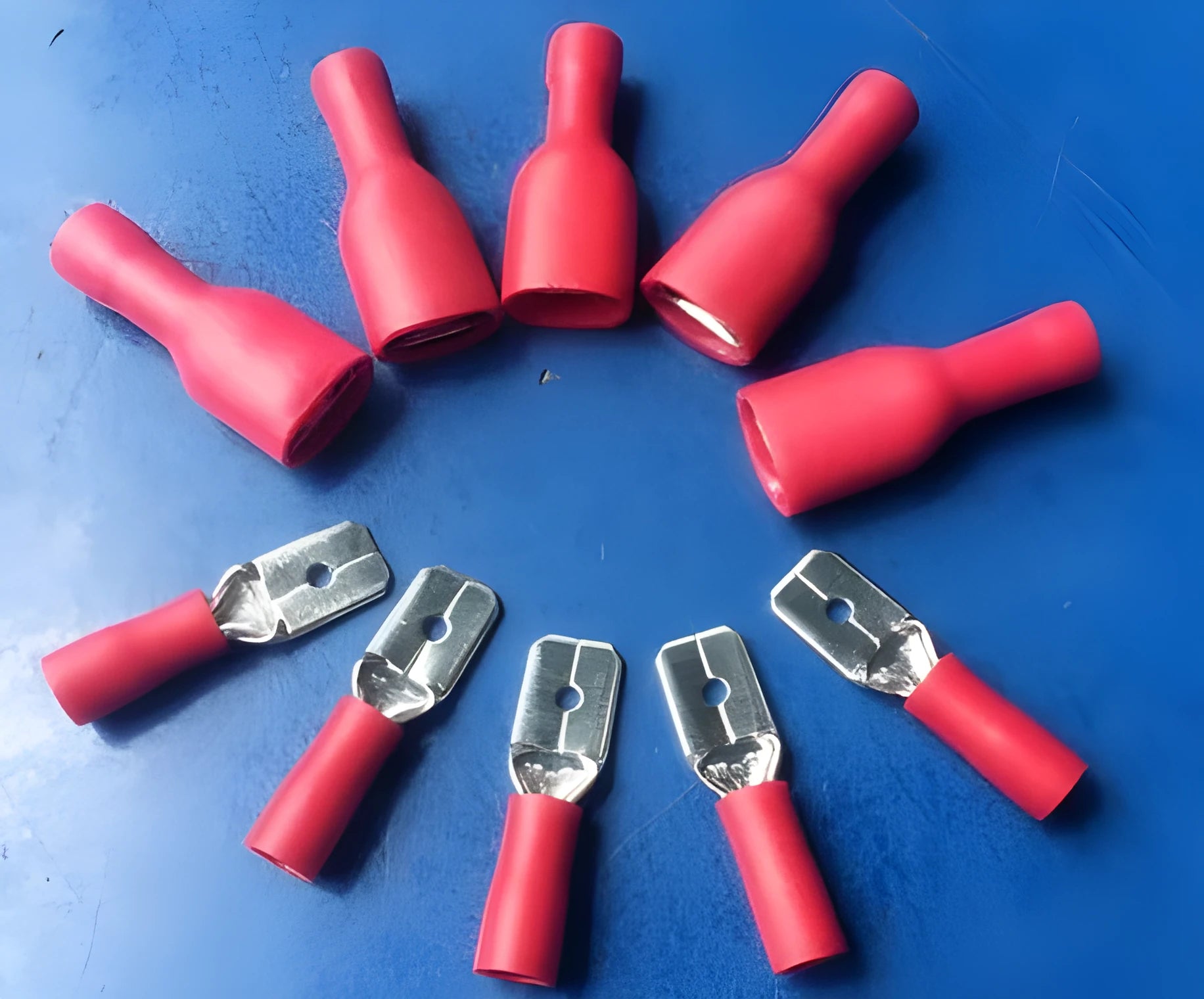 FDFD1-250 fully insulated male and female spring terminal connectors, red and yellow, 50 pairs