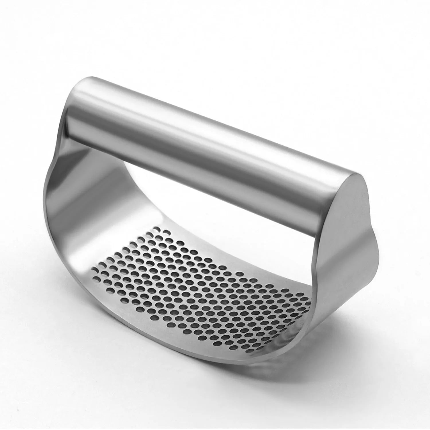 Stainless steel onion fork kitchen tool with a PP handle and fine pressing holes.
