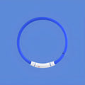 Blue LED pet light collar with cuttable silicone strip and USB charging cable, 50cm length