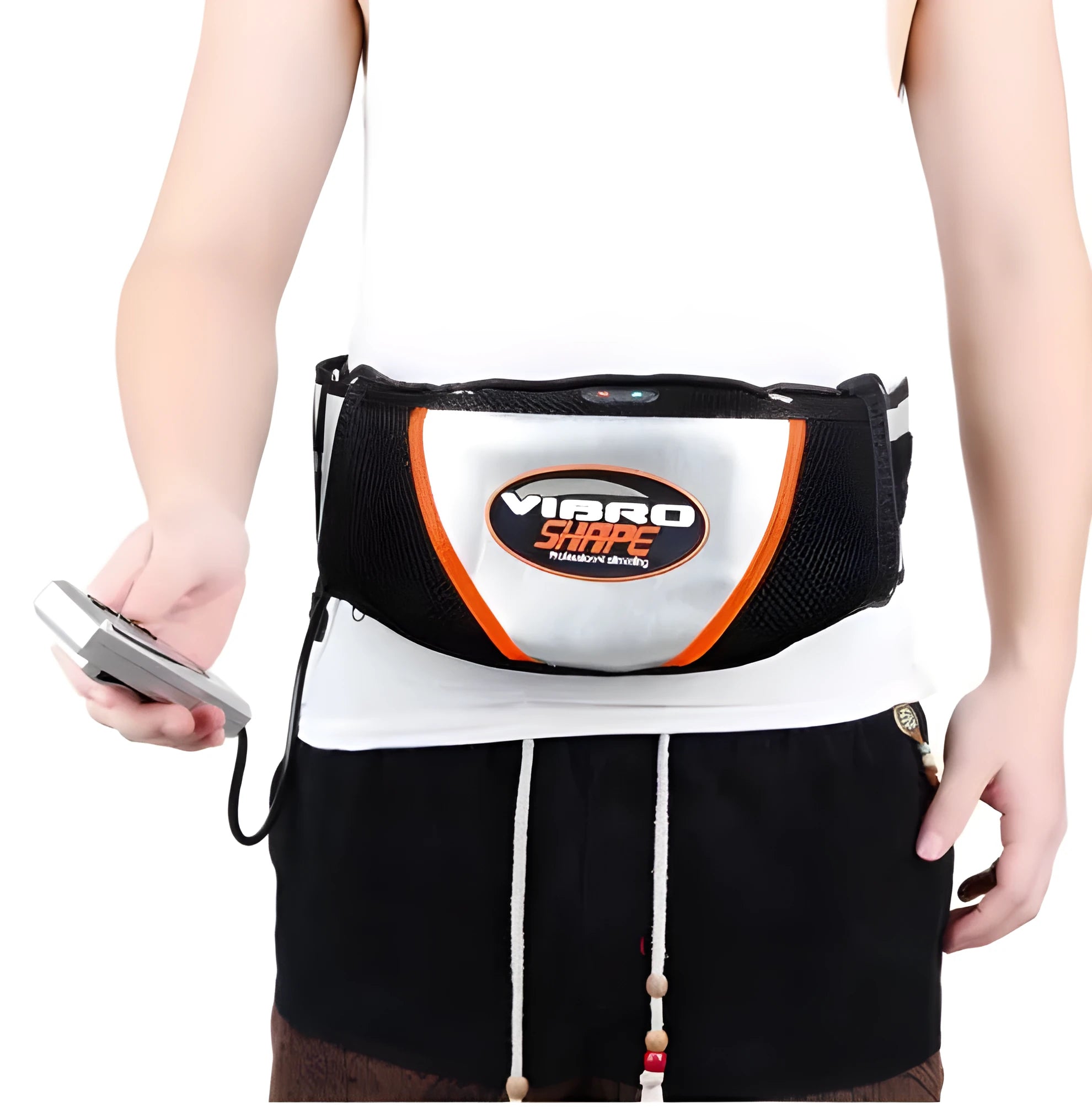 Black massage belt with vibration and heating functions for full body slimming and relaxation