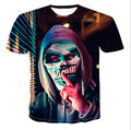 Men's cotton crew neck t-shirt with 3D skull print, available in nine styles and sizes from S to 6XL