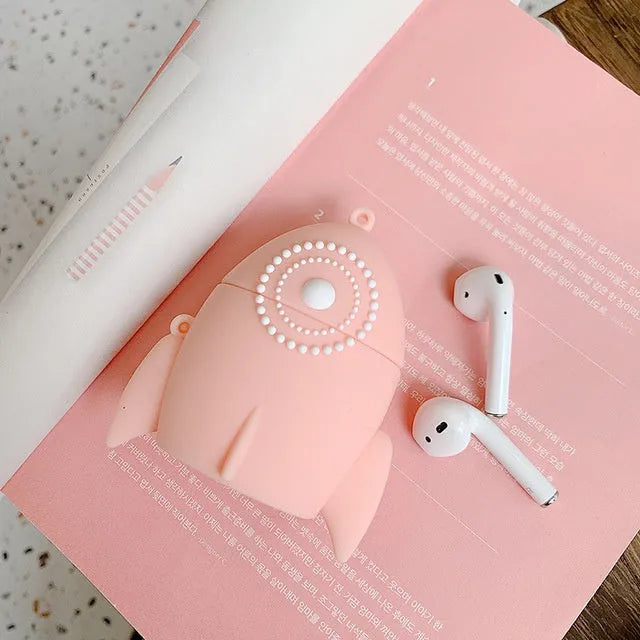 Pink silicone protective case for AirPods 1 and 2 generation charging case