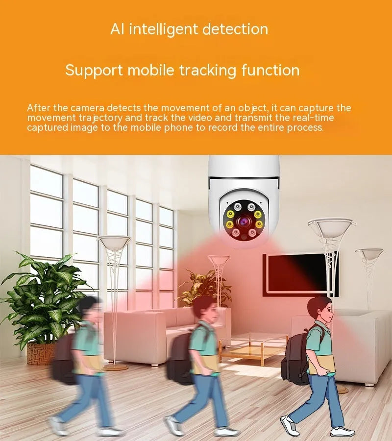 Wireless bulb security camera with 1080p HD resolution and full colour night vision capability