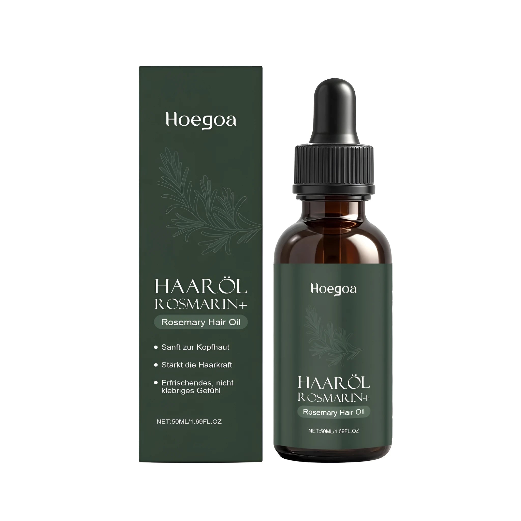 50ml bottle of rosemary hair care essential oil with ginger and castor oil blend