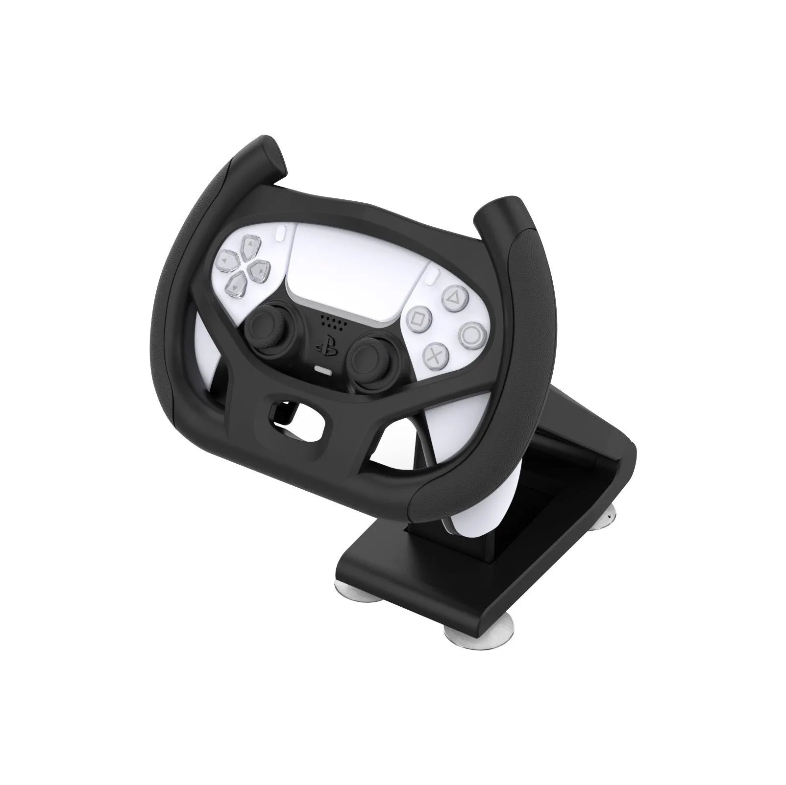 Black ABS plastic steering wheel bracket with suction cup for mobile game controllers