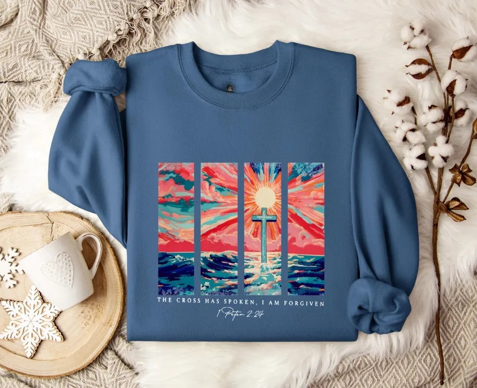 Blue printed plus size women's sweater with drop-shoulder sleeves and loose street fashion style