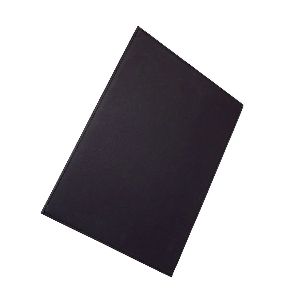 Anti-radiation printing tablet pad in black, gold, blue, and green colour options on a desk.