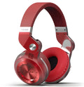 Bluedio T2+ wireless Bluetooth headphones in blue with on-ear design showing 57mm drivers