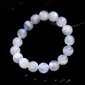 Natural blue moonlight round bead bracelet crafted from genuine moonstone with polished finish