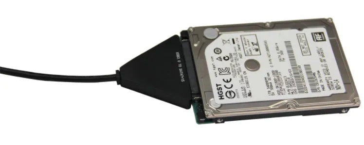 Black USB 3.0 to SATA 7+15 pin adapter cable with independent power supply line for hard drives