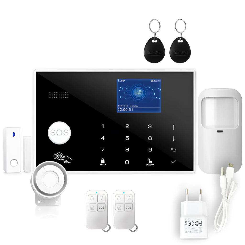 Intelligent WiFi GSM touch button household burglar alarm host with dual-network connectivity