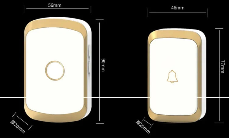Wireless doorbell transmitter and plug-in receiver unit with 300 metre range