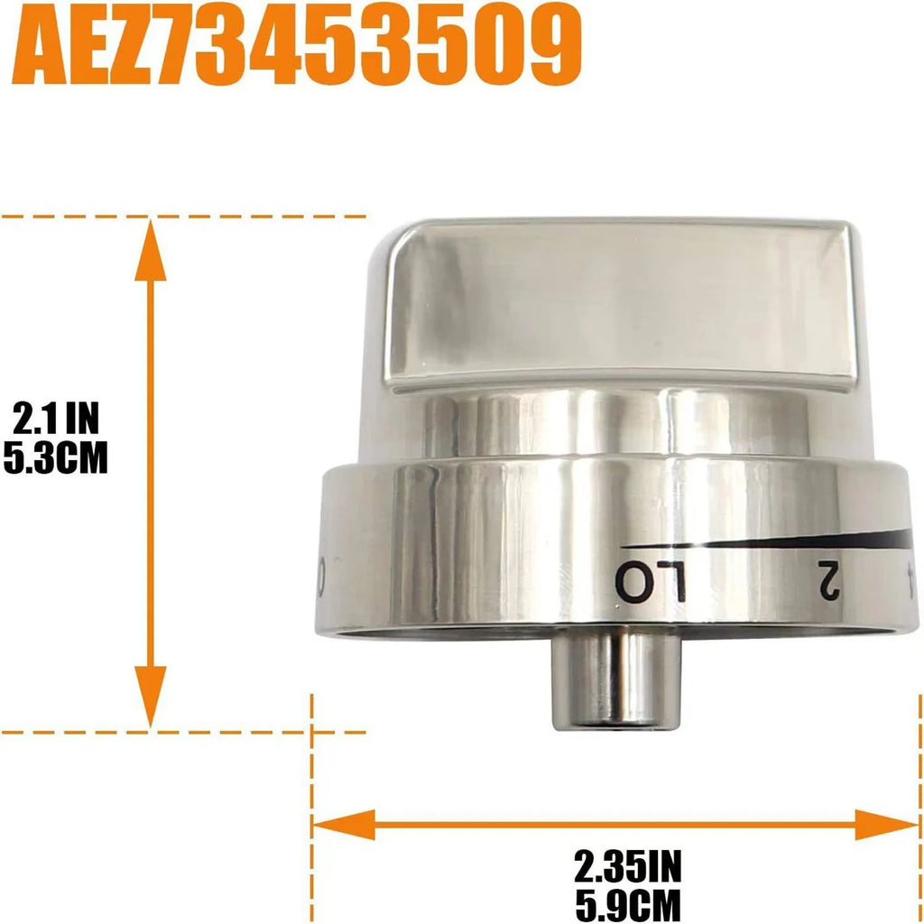Silver metal oven stove knob replacement part with 5.3cm diameter