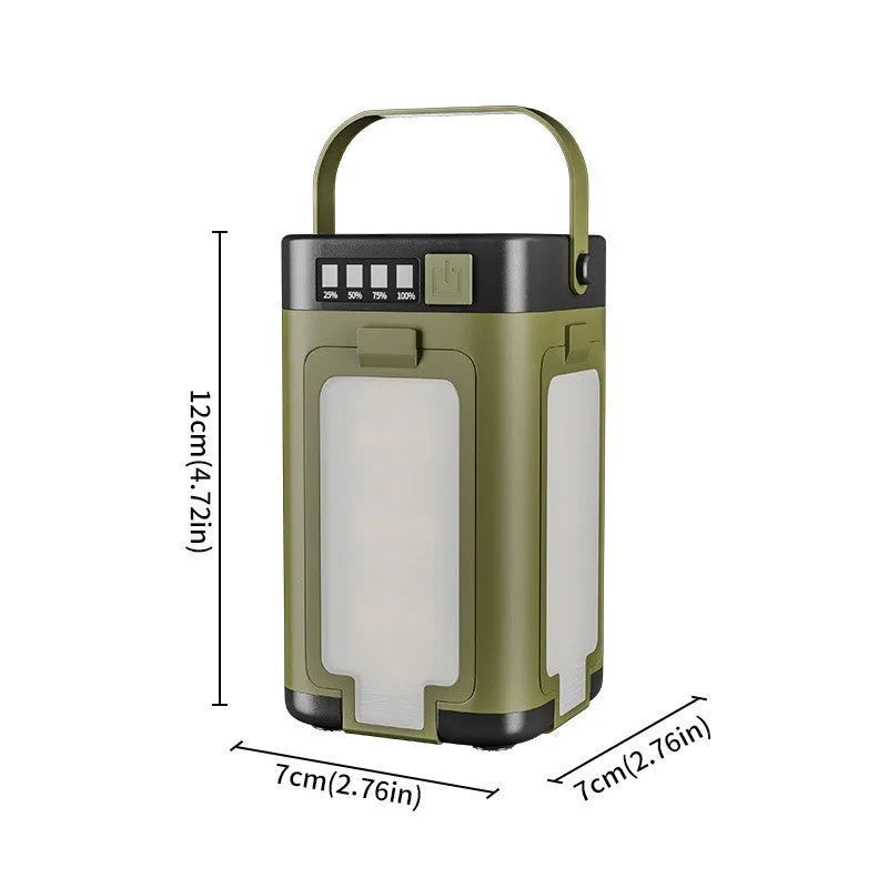 Multifunctional four-leaf folding solar camping light with press switch and 2000 mAh battery, 12x7x7 cm