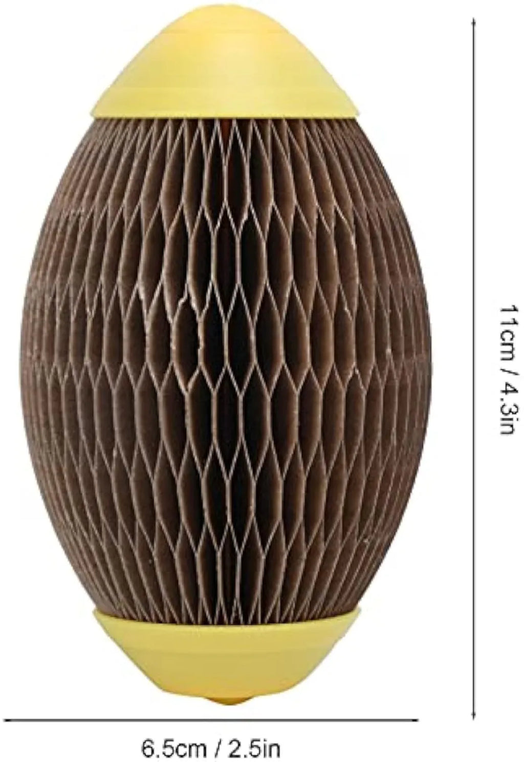 Elliptical corrugated paper catnip ball toy for cats with scratch surface and catnip cavity