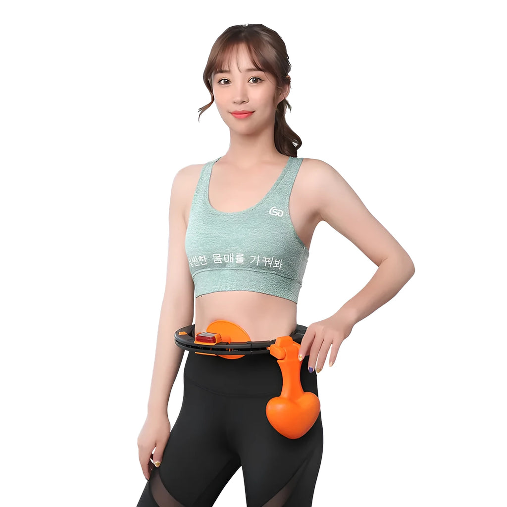 Smart hoop fitness auto-counting detachable weight black hula hoop with nylon material and steel ball core