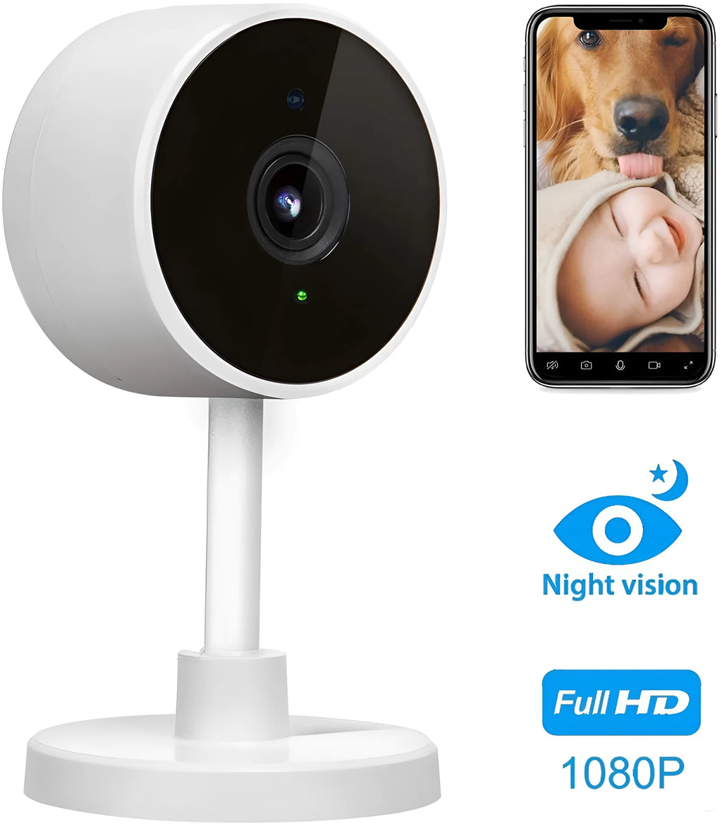 White gun camera style WiFi home security monitor with 1080p HD recording and network alarm features