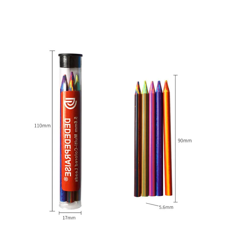 Five multicolour pencil leads for 5.6mm activity pens in protective tube