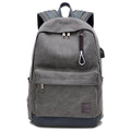Canvas USB charging backpack with laptop compartment in neutral colour