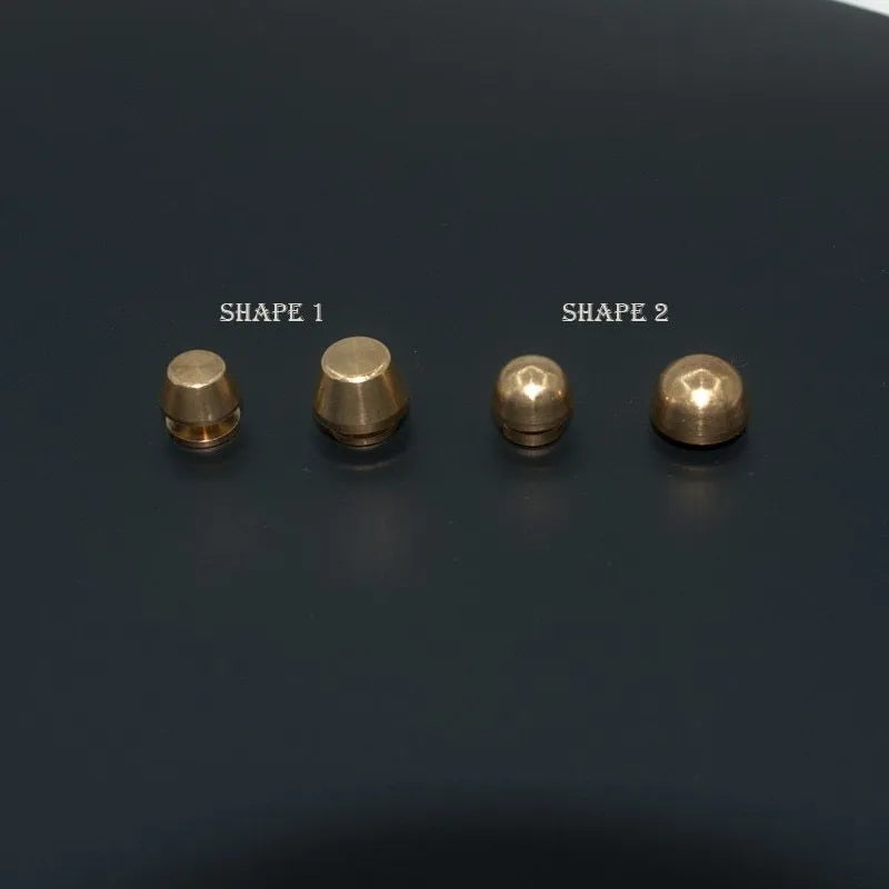 Brass decorative buckle foot nails in 10x6mm and 12x7mm round and bucket shapes