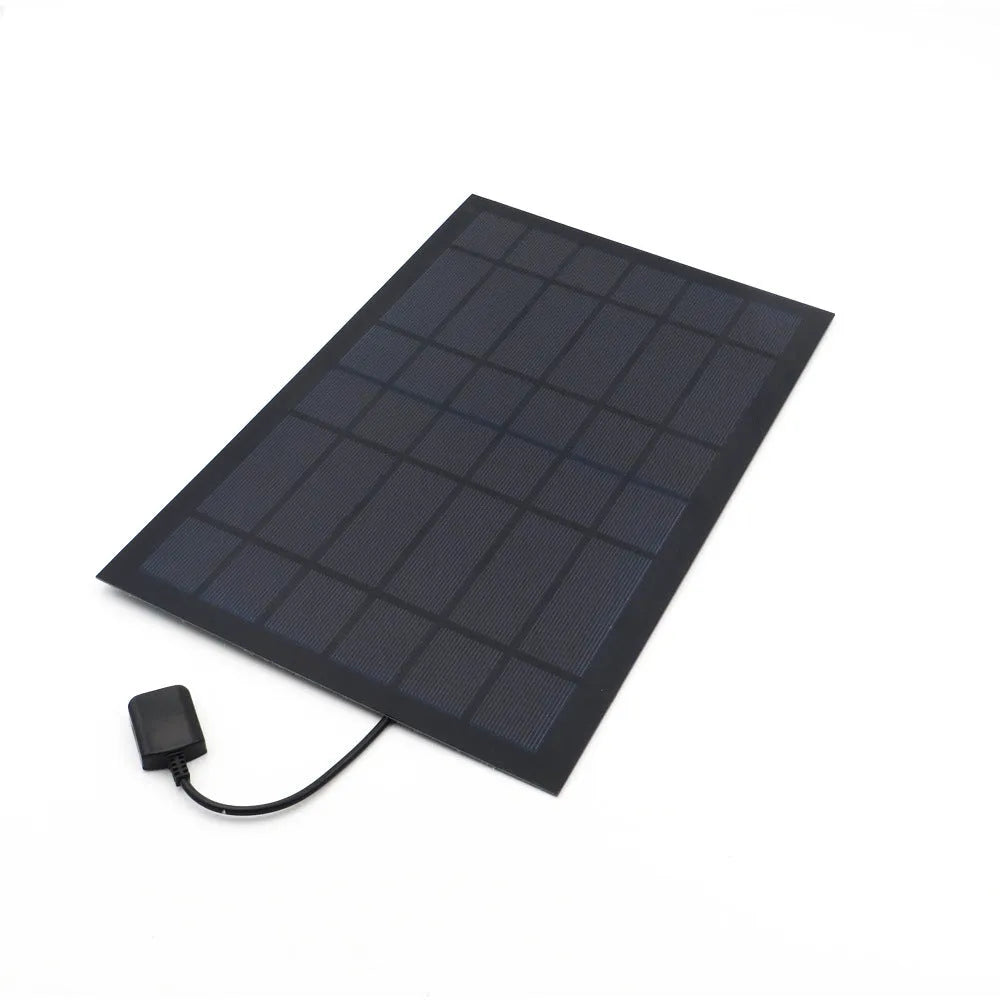 Solar panel with attached fan unit and USB port for mobile phone charging