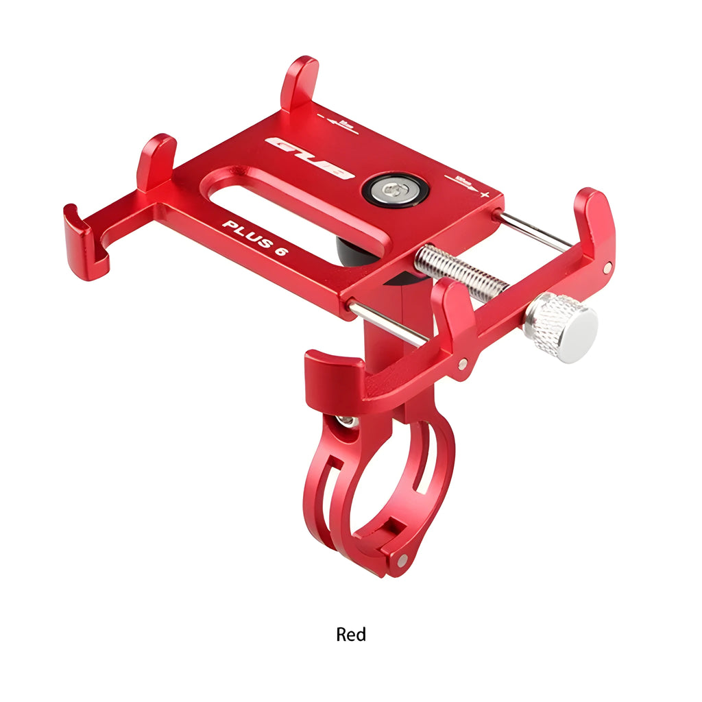 Aluminium motorcycle phone holder with rotating head on handlebars