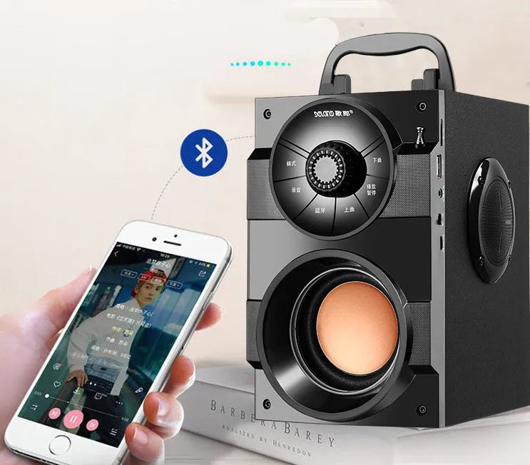 Portable mini audio system with main unit, satellite speakers, and 1.2m connecting cable