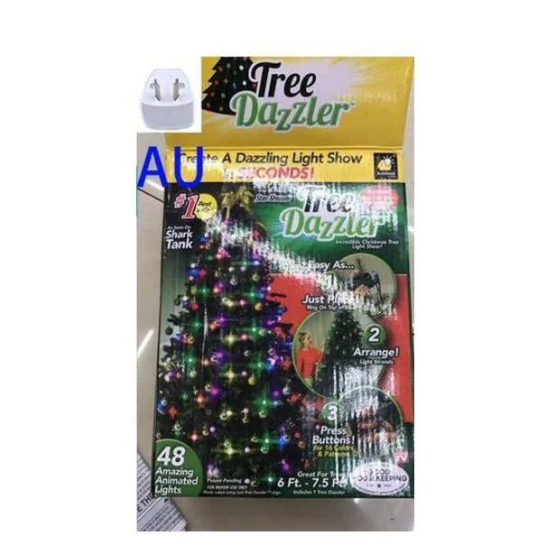 64 LED Christmas tree light string measuring 1.8 metres with button control for dimming and colour changing
