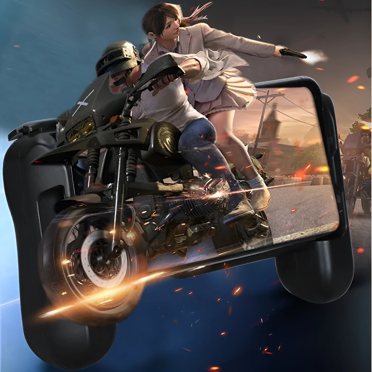 Black cooling Bluetooth game controller for Apple iPhone mobile gaming