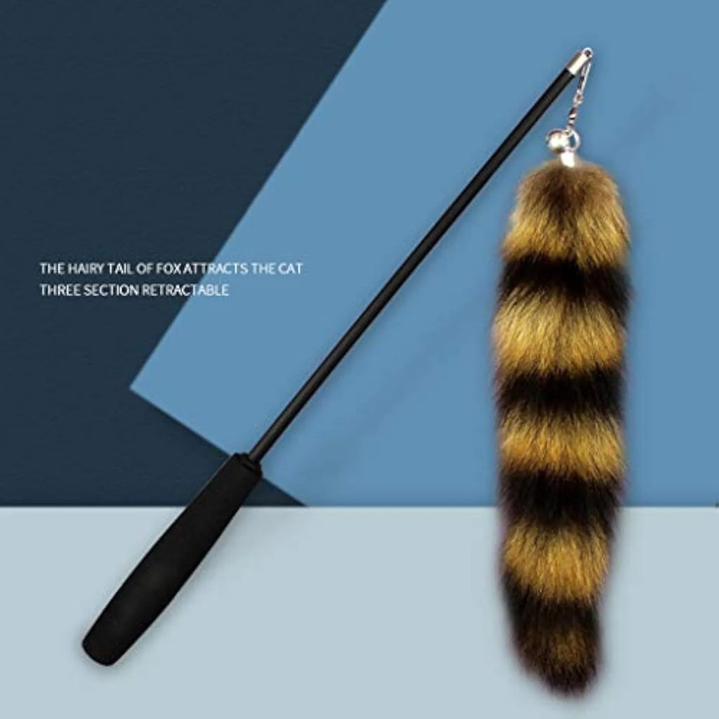 Black cat wand teaser with elastic string for interactive play