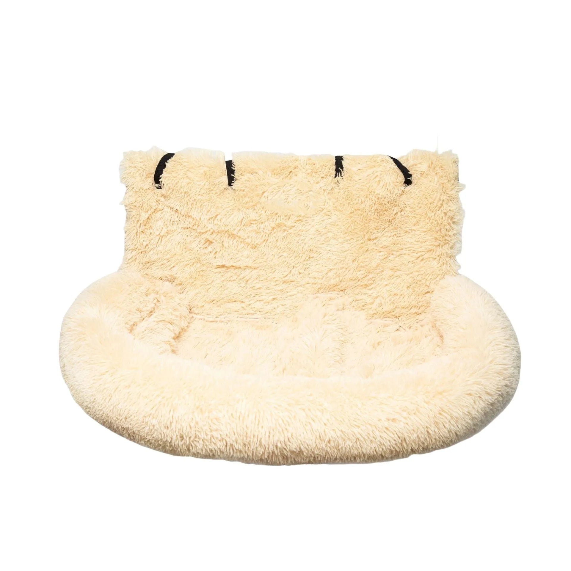 Beige cloth pet mat lying flat on a car seat, shown next to a dark grey version.