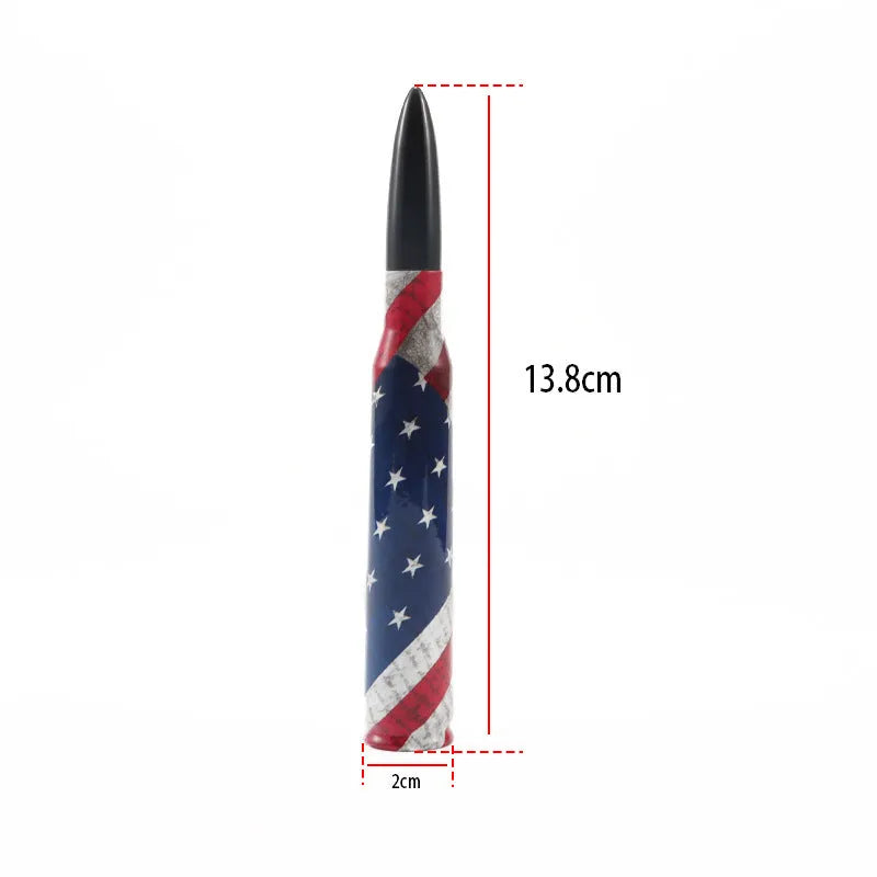 14cm car antenna with American flag and camouflage green design options.