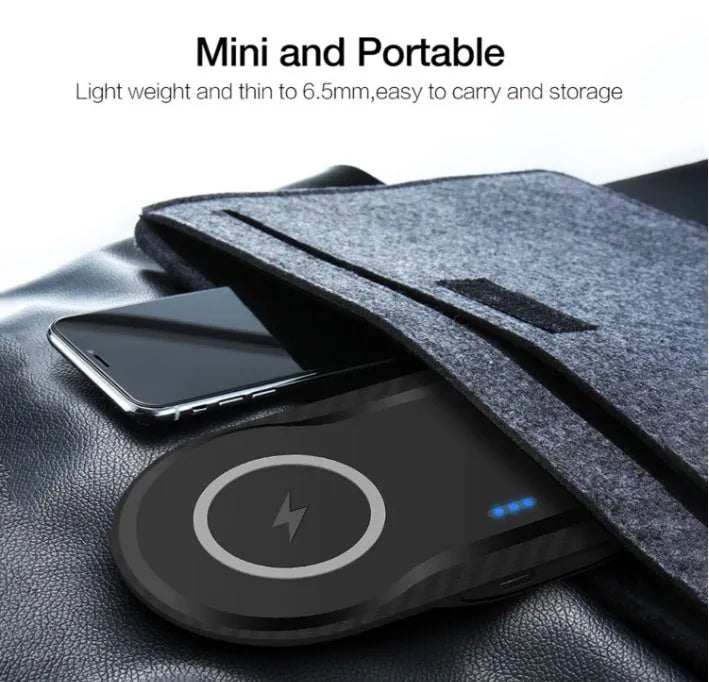 Black and white dual wireless charging pad for two phones with separate fast-charging coils