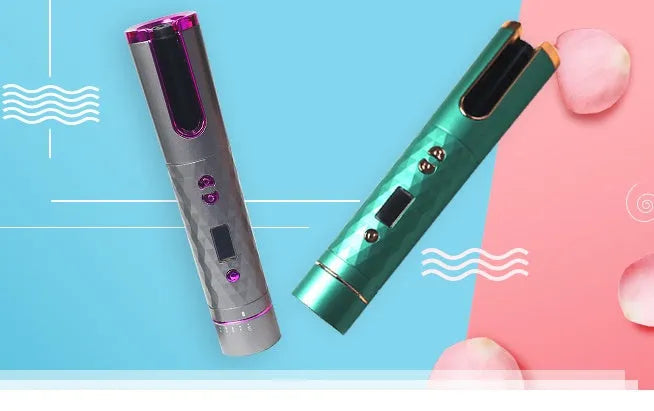 Portable automatic curler with multi-function charging, ABS plastic and aluminium alloy, 22.5x5x5 cm, available in green pink rose red