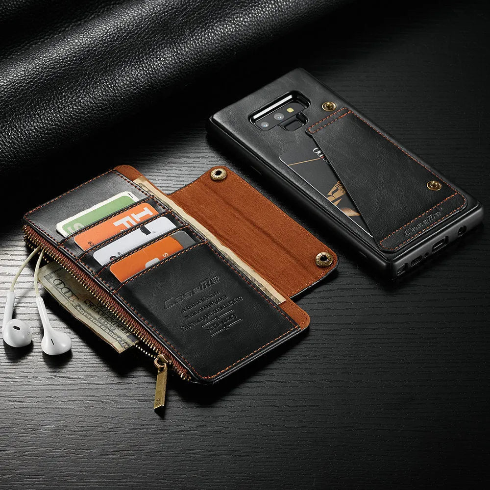 PU leather flip phone case for Samsung Galaxy Note9 in black, brown, and red colours