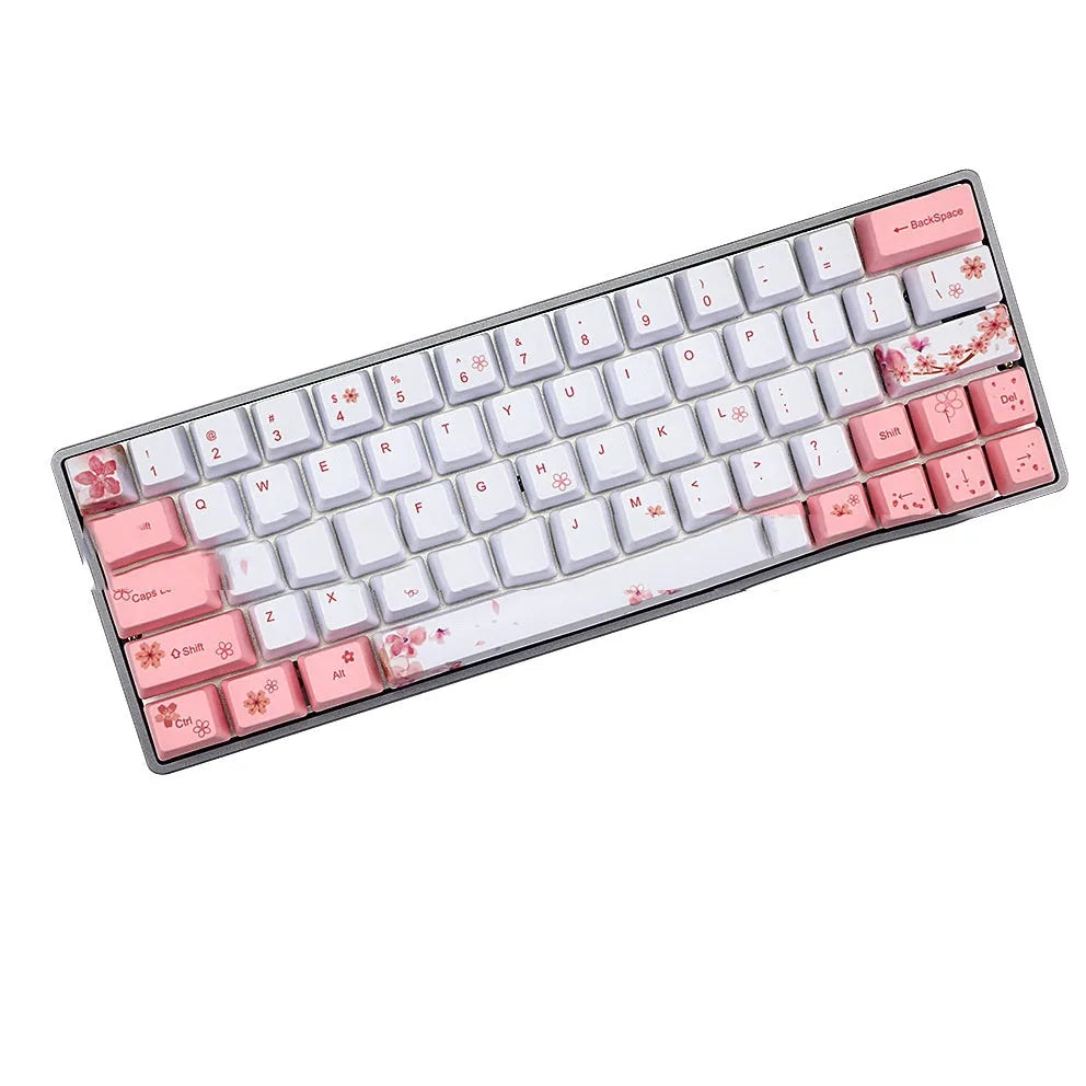 Pink OEM profile PBT keycaps with five-sided dye-sublimation printing for mechanical keyboards