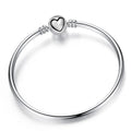 Silver plated heart shaped zircon bracelet with electroplated finish, 17cm length, Love Mark colour option