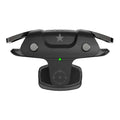 Black F5 telescopic mobile game controller with joysticks holding a smartphone
