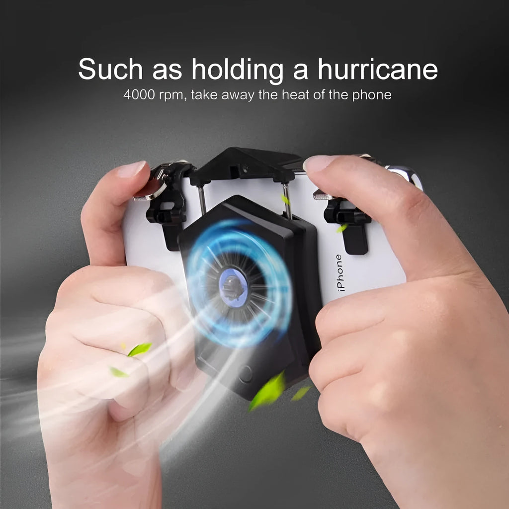 A black or white mobile phone radiator cooling fan with a USB connector
