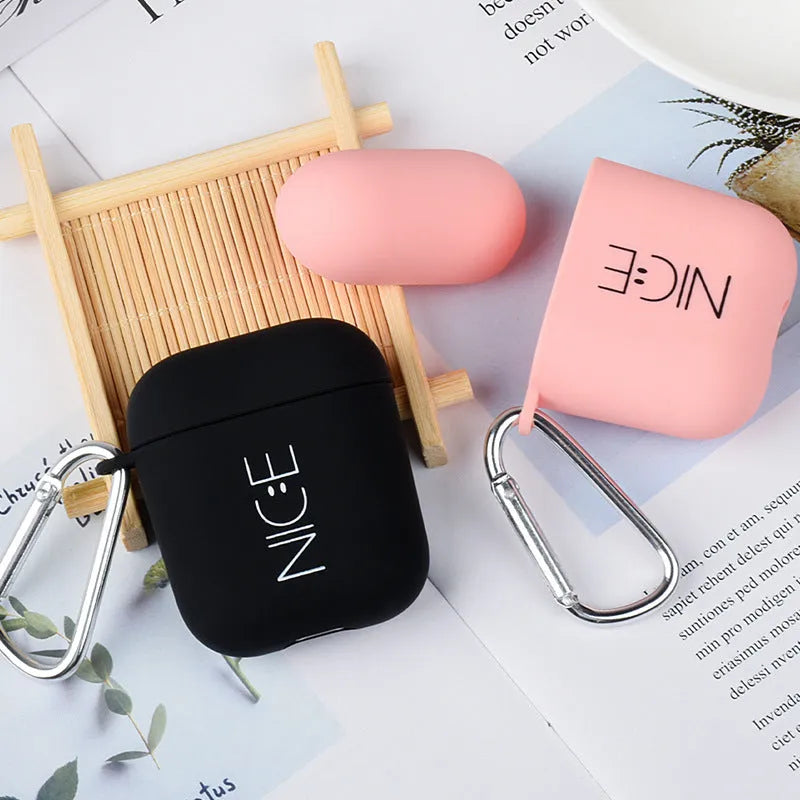 AirPods case cover in PC plastic with decorative patterns including flower and smiley face designs