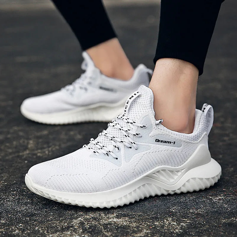 Men's breathable running shoes with mesh upper and front strap in multiple colour options
