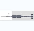 Five-in-one precision screwdriver with grenade-shaped aluminium handle for iPhone repair.
