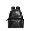 Black waterproof computer schoolbag with 55L capacity and decorative rivet details