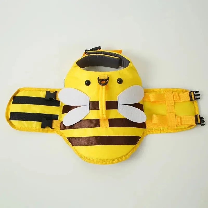 Green dog life jacket with reflective trim and adjustable straps for swimming safety