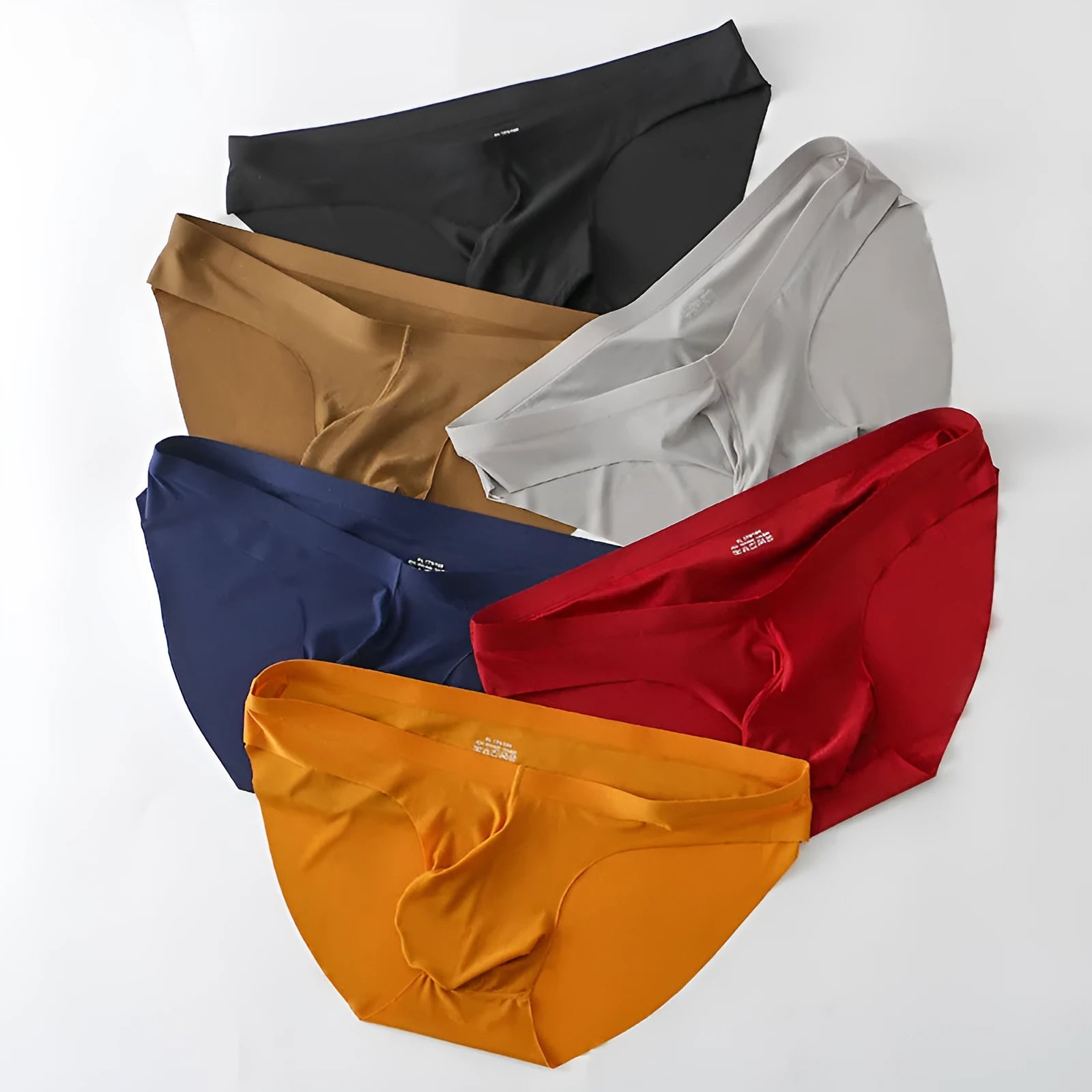 Men's Ice Silk seamless briefs with bullet separation support in multiple colour options