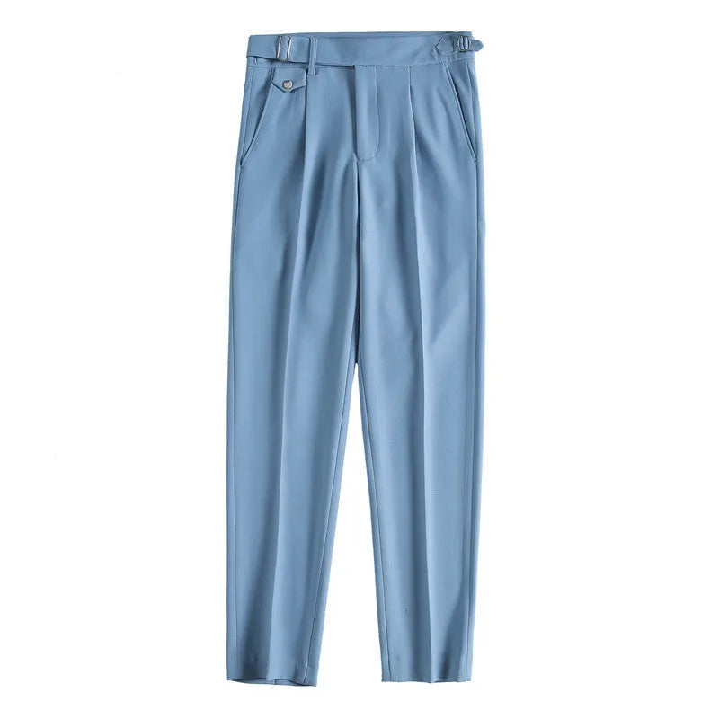 Straight-leg casual trousers in solid colours with waist size options
