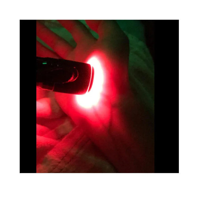 Black aluminium alloy smart vein locator portable medical torch with red LED light.